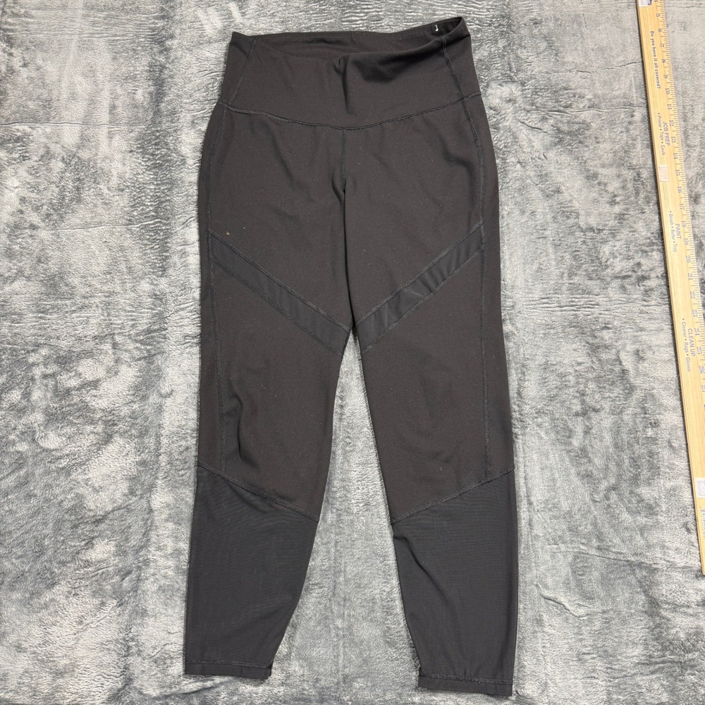 Old‎ Navy Leggings Womens Large Black Go-Dry Mesh Panel High Rise Activewear